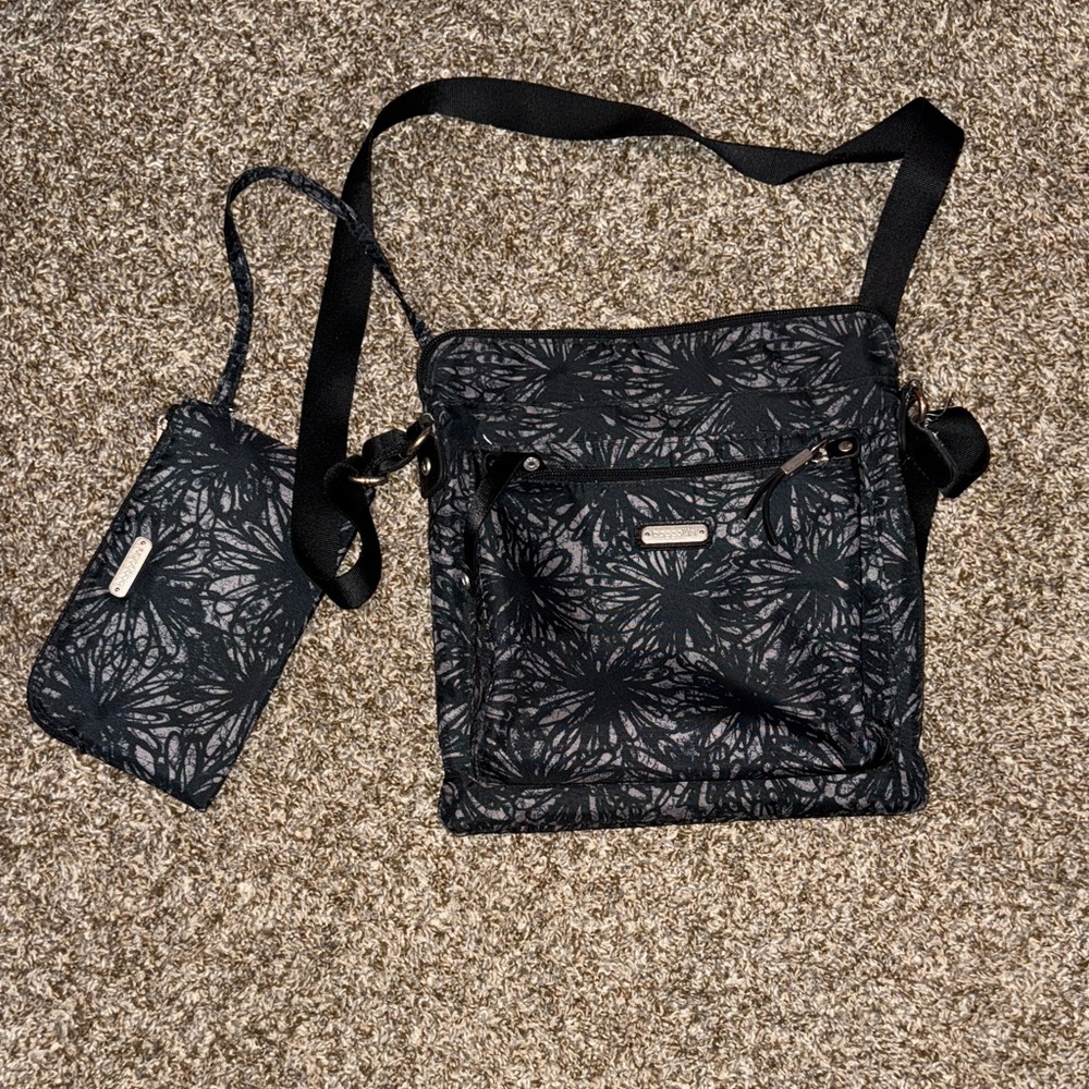 Baggallini Black Floral Crossbody Bag